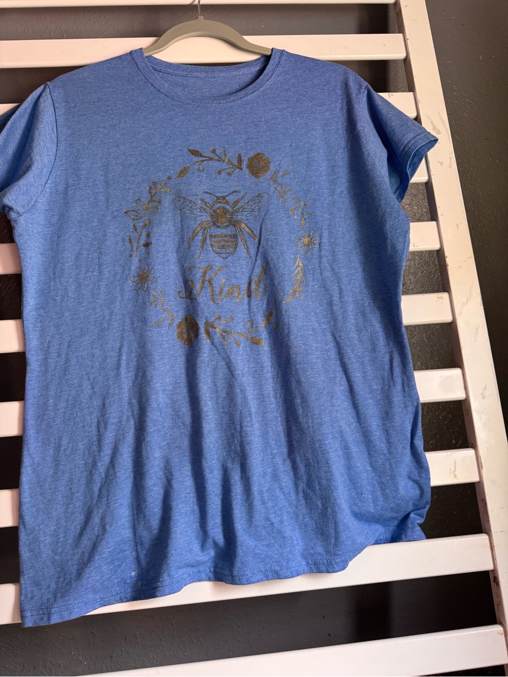 Blue Short Sleeve Tee with 'Kind' Bee Graphic